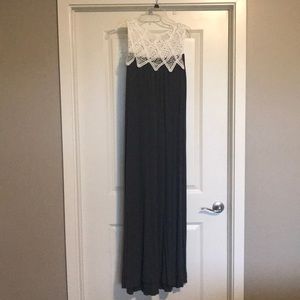 Grey/White Lace Maxi Dress